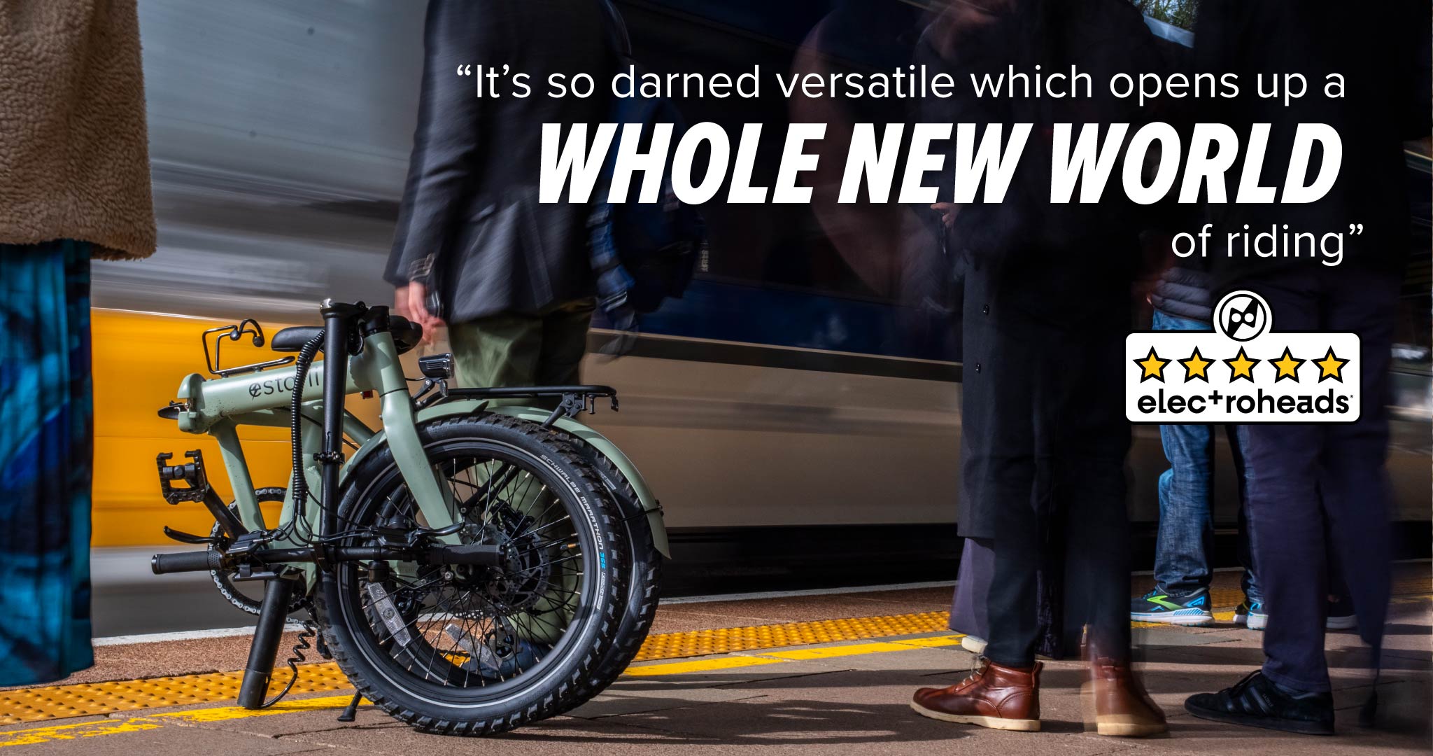 Five-star folding e-bike made in Britain. The 20 inch wheeled estarli e20.8 is so versatile it opens up a whole new world of riding. Electroheads review of the estarli e20.8 e-bike.