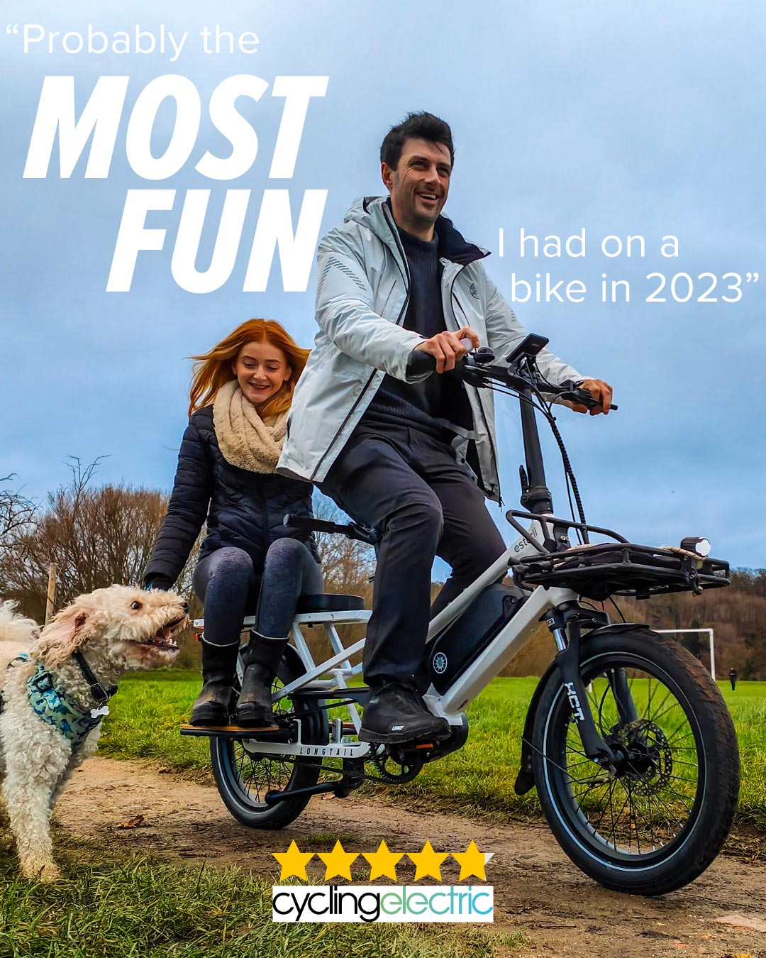 Mark Sutton, Editor of Cycling Electric says the Estarli E-cargo is, "probably the most fun I have had on a bike in 2023"