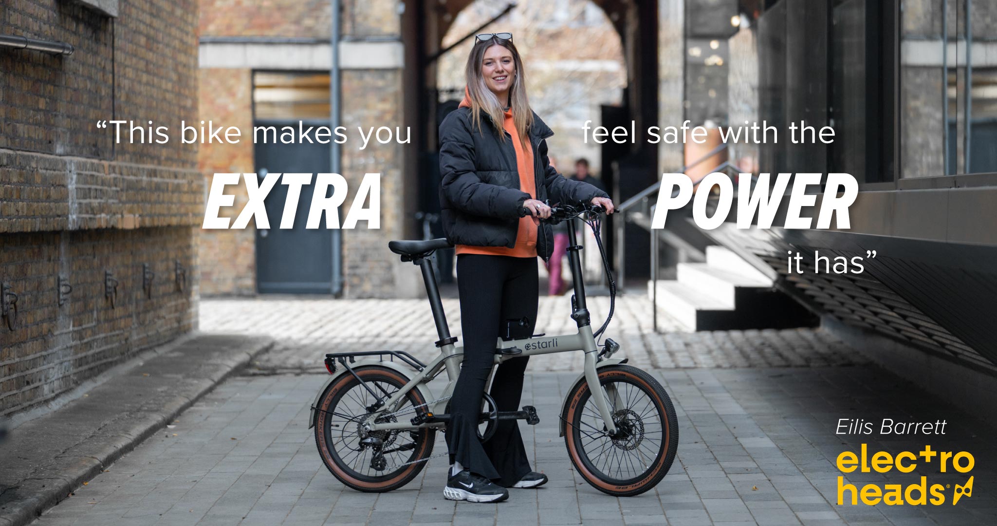 "The extra power of the Estarli e20.8 folding e-bike makes you feel safe". Eilis Barrett reviewing the five-star folding e-bike made in Britain